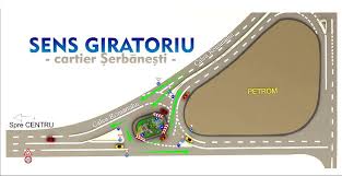 Intersecţiile cu sens giratoriu sunt intersecţii cu circulaţia dirijată, unde se aplică regula priorităţii de stânga. Foto Sambata Se Deschide Circulatia In Primul Sens Giratoriu De La Serbanesti Bacau Net
