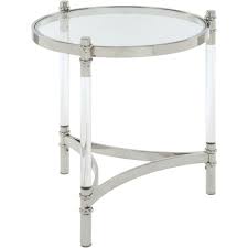 Venetian Worldwide Peony Silver Stainless Steel And Glass End Table Glass End Tables Tempered Glass Table Top End Tables