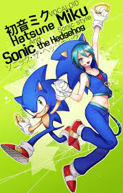 Sonic And Miku If You Look Closely You Ll See They Re Holding Hands This Is A Team Of Awesomeness Hatsune Miku Vocaloid Hatsune Miku Sonic Dibujos