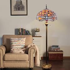 Worldmarket.com has been visited by 10k+ users in the past month Pull Chain Floor Lamp With Stained Glass Shade Dragonfly