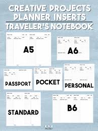 Creative Project Planner Inserts Free Printable For Traveler S Notebooks And Planners Planner Printables Free Diy Travelers Notebook Inserts Travelers Notebook