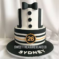 Black And White Birthday Cake Design Sydney Celebrated His 26th Birthday With This Stunning Black White And Gold Cake Sweettreasures Sweettreasurescakeco Sy Gold Cake Cake Designs Cake