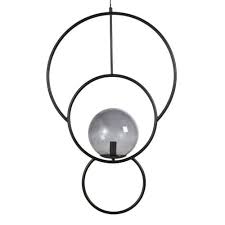 Maison Du Monde 130 Eur Suspension Anneaux En Metal Noir Globe En Verre Teinte En 2020 Anneau En Metal Globe En Verre Metal Noir