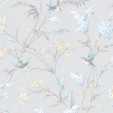 Hailey Grey Blue Floral Birds Glitter Highlight Wallpaper Departments Diy At B Q Blue Floral Wallpaper Floral Wallpaper Bedroom Grey Floral Wallpaper