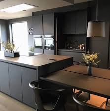 Dark kitchen cabinets and countertops with white backsplash. Top 50 Best Black Kitchen Cabinet Ideas Dark Cabinetry Designs