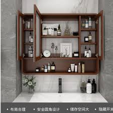 Idahi bathrooms 900mm gloss frameless bathroom mirror shelf lights. Solid Wood Bathroom Mirror Cabinet Wall Mounted Toilet Make Up Mirror With Shelf Toilet Storage Mirror Toilet Storage Shopee Singapore
