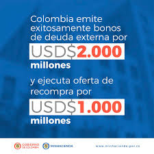 No hace ningún pago de cupón y se ofrece a un precio mucho más bajo al valor declarado. Colombia Emite Exitosamente Bonos De Deuda Externa Por Usd 2 000 Millones Y Ejecuta Oferta De Recompra Por Usd 1 000 Millones