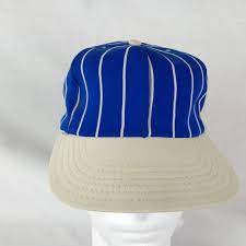 Royal Blue Pinstripe Referee Ball Cap Vintage Fitted Hat White Bill Cap Casual Ball Cap Fitted Hats Blue Hat
