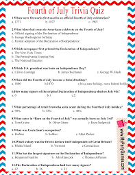 The declaration of independence was formally adopted on july 4th. Free Printable Usa Independence Day Trivia Quiz