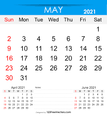 Some calendar designs may have separate columns for notes too. Free Free Printable May 2021 Calendar