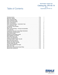 Table Of Contents Mahle Aftermarket