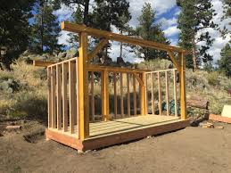 3 4 Pressure Treated Plywood Is Screwed To The Floor Joists And 2x4 Stick Frame Walls Are Anchored To The Timber Barns Sheds Building A Shed Frames On Wall