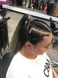 4 Tight Braids Into A Ponytail On Natural Hair Allure Hair Ponytail Styles Braids