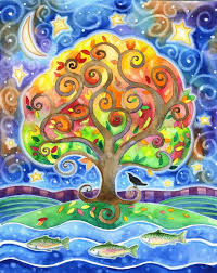 Shelter 8x10 Colorful Autumn Black Cats Moon Star Print Etsy Art Tree Of Life Art Tree Art