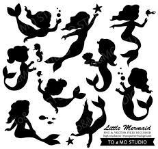 Little Mermaid Clip Art Vectors Invitation Crafting Baby Mermaid Outline Baby Mermaid The Little Mermaid