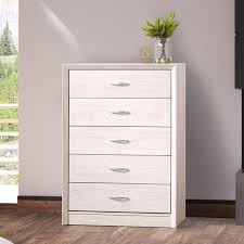 The tall white dresser has functional capabilities such as storing clothing items and other accessories in your bedroom. Corliving Newport 5 Drawer Tall Dresser Overstock 31967830