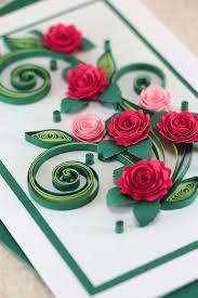 1st, prepare a piece of card paper, stick 5 green petals on bottom part of the card; Mom Birthday Card Handmade Quilling Greeting Card Mum Bday Etsy Quilling Designs Quilling Birthday Cards Paper Quilling Flowers