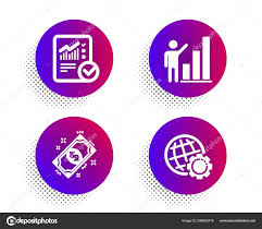 Payment Graph Chart And Checked Calculation Icons Set