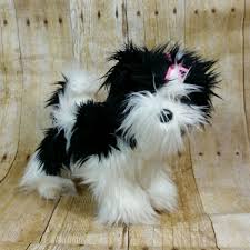 Black And White Bulldog Stuffed Animal Douglas Plush Shih Tzu Black White Dog Pink Bow Long Hair Stuffed Cuddle Toy Black And White Dog Shih Tzu Puppy Shih Tzu