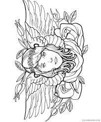 Sugar skulls tattoos coloring book pages. Tattoo Coloring Pages Girl With Wings And Rose Coloring4free Coloring4free Com