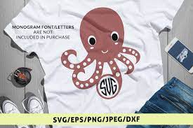 Download Cute Octopus Animal Svg Eps Dxf Png Monogram Cutting Files 90743 Monograms Design Bundles