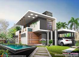 2068 Square Feet 3 Bedroom Contemporary House Modern Bungalow Exterior House Front Design Contemporary House Plans