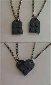 True Blue Me You Diys For Creatives Lego Necklace Lego Valentines Couple Necklaces