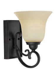 Two light wall/bath sconce styled with etched glass and polished brass finish. Sea Gull Lighting 41120 820 1 Light Chestnut Bronze Wall Sconce Crawford Electric Supply
