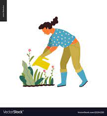People Summer Gardening Flat Vector Concept Illustration Of A Young Woman Wearing Blouse And Illustration Illustration Character Design Picture Illustration