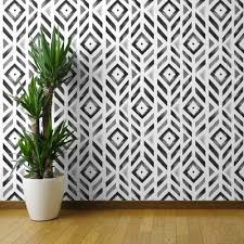 Black And White Striped Removable Wallpaper Wrought Studio Black And White Removable Wallpaper Watercolor Diamond Chevron Geometric Monochrome Grey Stripe Black And White Mod Smooth Textured Black White Wallpaper White Wallpaper Brick Wallpaper Roll