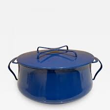 Dansk - DANSK designs Blue Enamelware Casserole Pot with TRIVET Top IHQ  FRANCE 1956