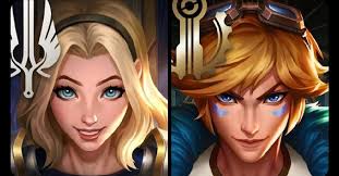 Was mir an Ezreal und Lux gefällt, ist, wie ihre Farben einander ergänzen.  Lux' Augen sind aquafarben und passen zu Ezreals Akzenten wie seinem Kragen  und seinen Markierungen, und Ezreals sind blau