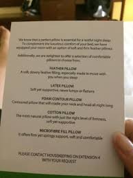 My Favourite Pillow Menu