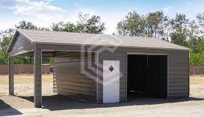 Three 9' wide x 8' tall openings. Boxed Eave Style Metal Garage Boxed Eave Style Carport A Frame Carport