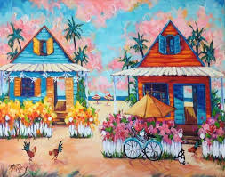 Beachside Cottage Painting By Key West Artist Maggie Ruley Cottage Art Island Art Caribbean Art