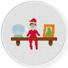 Elf gnome goat sled delivering presents kids in window jenny nystrom holiday christmas counted cross stitch pattern. Elf On An Shelf Cross Stitch Pattern Daily Cross Stitch