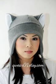Grey Cat Cat Ears Cat Ears Hat Fleece Hat Winter Hat Snowboarding Hat Ski Hat Aviator Style Kitty Cat Anime Conv Flisovye Shlyapy Shapochka Vykrojki Shlyap