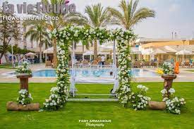 Wedding Decoration Swing Flowers Bride And Groom Seater Open Air Wedding Novotel Cairo