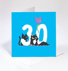 30th Birthday Card Blue Fun Black Cats Card Card For 30 Year Old Playful Cats In 2020 30th Birthday Cards Cat Cards Cat Birthday Card
