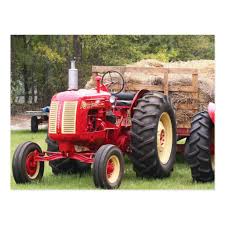 Old Cockshutt Tractor With A Hay Wagon Postcard Zazzle Com Tractors Vintage Tractors Wagon