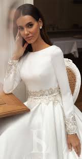Wedding dresses 2020 a line v neck long sleeve lace applique tulle bridal gowns with chapel train. These Long Sleeve Wedding Dresses Are Showstopper
