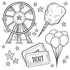 Printable candy coloring pages for kids. Doodle Style Amusement Park Or Carnival Equipment Sketch In Vector Format Includes Cotton Candy Ferris Wheel Balloons And Ticket Stock Photo Picture And Royalty Free Image Image 14559453