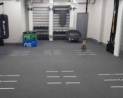 Image of home gym with rubber flooring