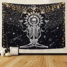 Sun Skull Tapestry In 2020 Star Tapestry Sun And Moon Tapestry Trippy Tapestry