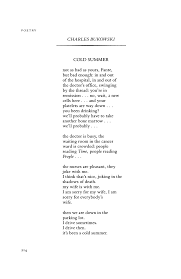Cold Summer By Charles Bukowski Poetry Magazine Poetry Magazine Charles Bukowski Writing Poetry