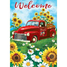 Custom Decor Sunflower Truck 2 Sided Polyester 18 X 12 In Garden Flag Custom Decor House Flags Welcome Flowers