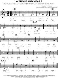 Christina Perri A Thousand Years Sheet Music For Beginners In C Major Download Print Violin Sheet Music Clarinet Sheet Music Easy Sheet Music