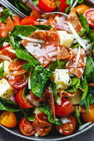 Spinach Salad With Mozzarella Tomato Pepperoni Spinach Salad Recipes Healthy Recipes Salad Recipes