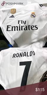 With the first shirt, the white colour is combined with the. 2018 2019 Real Madrid Ronaldo Jersey Large I Have A Brand New Cristiano Ronaldo Real Madrid Jersey Bought Real Madrid Ronaldo Jersey Ronaldo Jersey Ronaldo