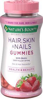 Nature S Bounty Hair Skin And Nail Vitamins With Biotin Gummies 90 Ct Walmart Com Walmart Com